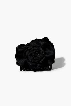 Fabric Rose Claw Hair Clip