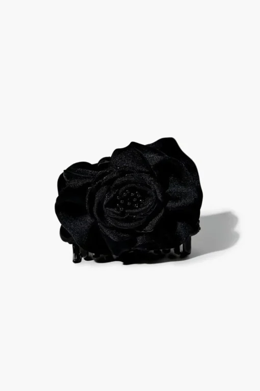 Fabric Rose Claw Hair Clip