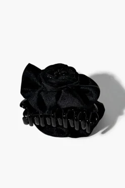 Fabric Rose Claw Hair Clip