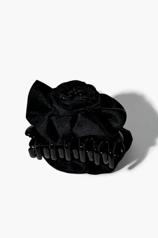 Fabric Rose Claw Hair Clip
