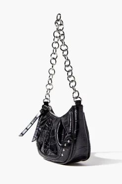 Faux Croc Baguette Chain Bag