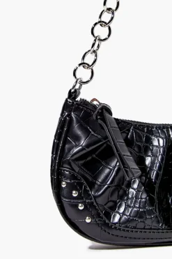 Faux Croc Baguette Chain Bag
