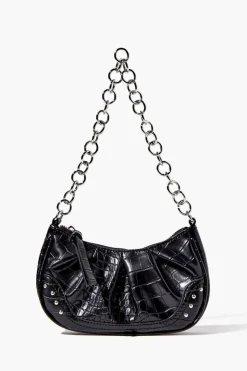 Faux Croc Baguette Chain Bag