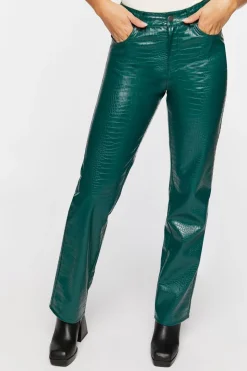 Faux Croc Bootcut Pants