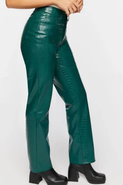 Faux Croc Bootcut Pants