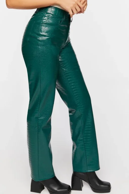 Faux Croc Bootcut Pants