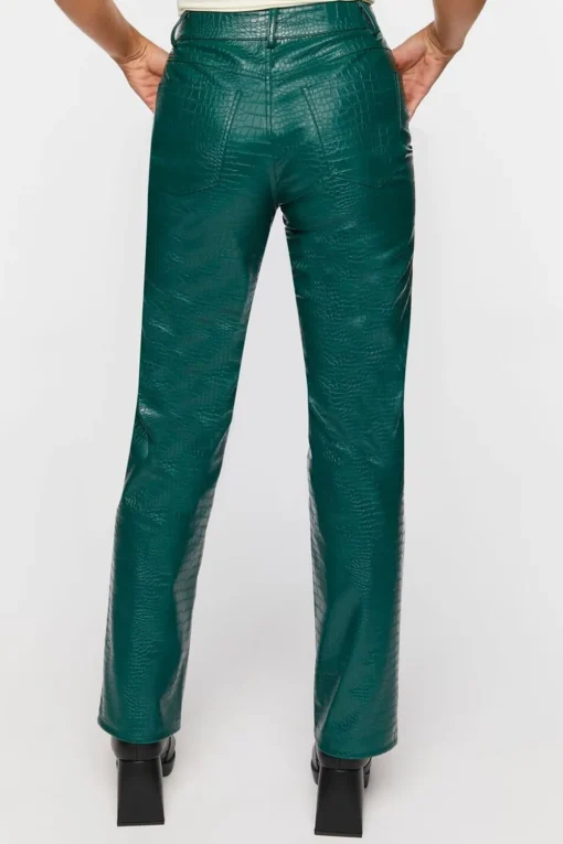 Faux Croc Bootcut Pants