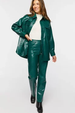 Faux Croc Bootcut Pants