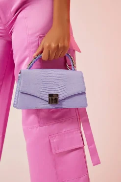 Faux Croc Crossbody Bag