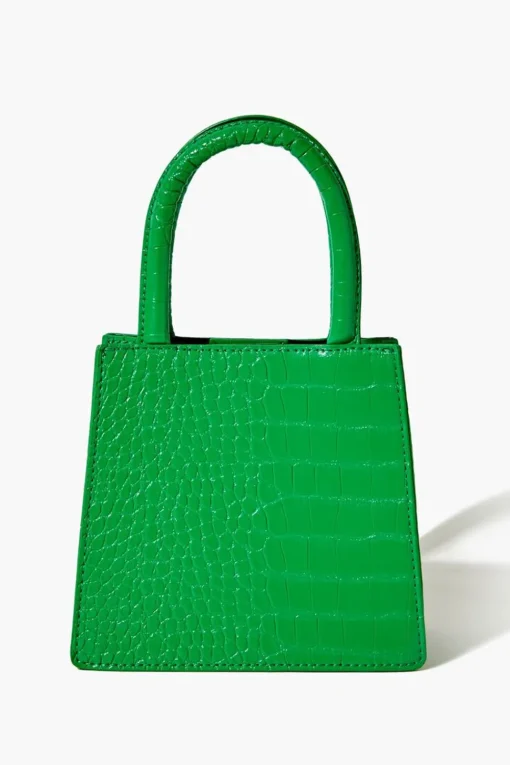 Faux Croc Crossbody Bag