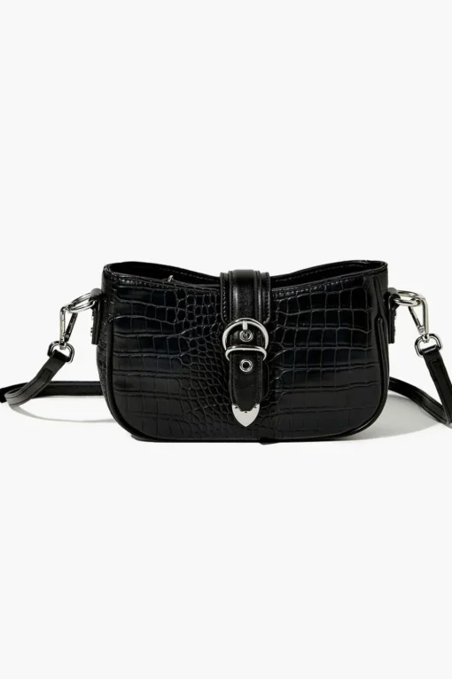 Faux Croc Leather Crossbody Bag