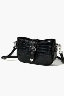 Faux Croc Leather Crossbody Bag
