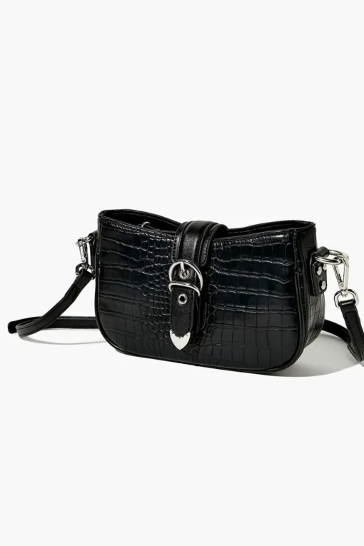 Faux Croc Leather Crossbody Bag