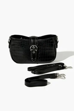 Faux Croc Leather Crossbody Bag
