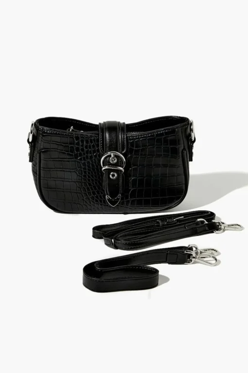 Faux Croc Leather Crossbody Bag