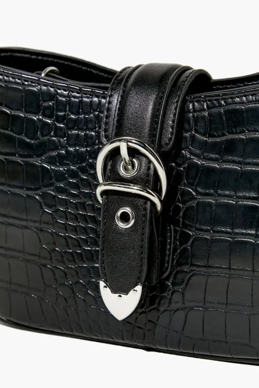 Faux Croc Leather Crossbody Bag