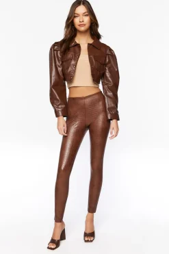 Faux Croc Leather Leggings