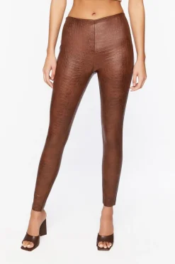 Faux Croc Leather Leggings