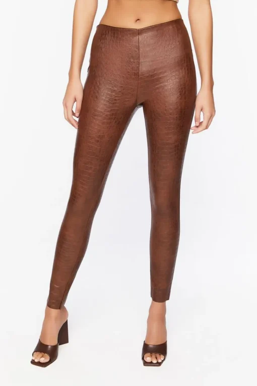Faux Croc Leather Leggings
