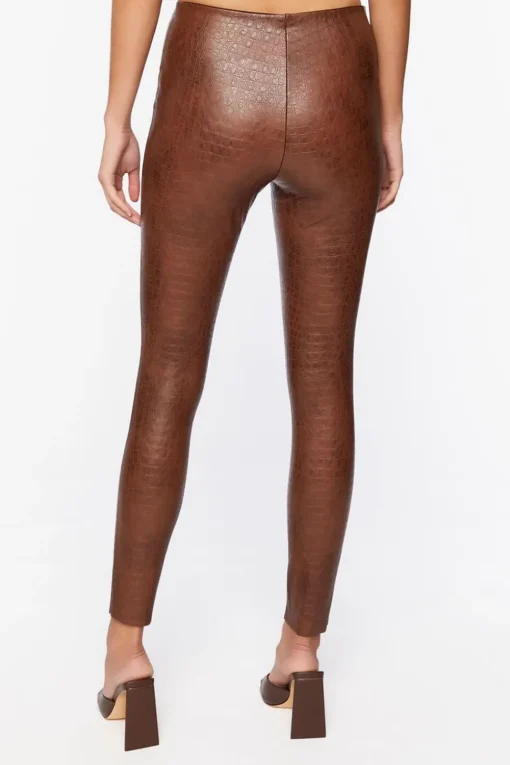 Faux Croc Leather Leggings