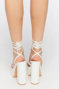 Faux Croc Platform Lace-Up Heels