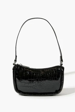 Faux Croc Shoulder Bag
