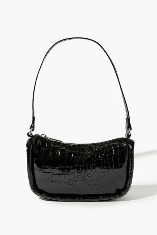 Faux Croc Shoulder Bag