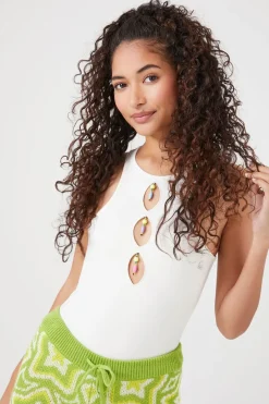 Faux Crystal Racerback Bodysuit