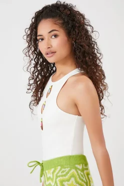 Faux Crystal Racerback Bodysuit
