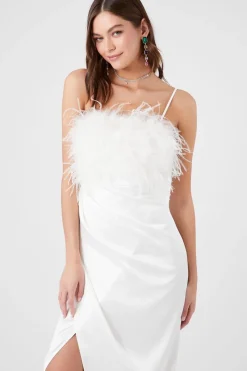 Faux Feather Cami Maxi Dress