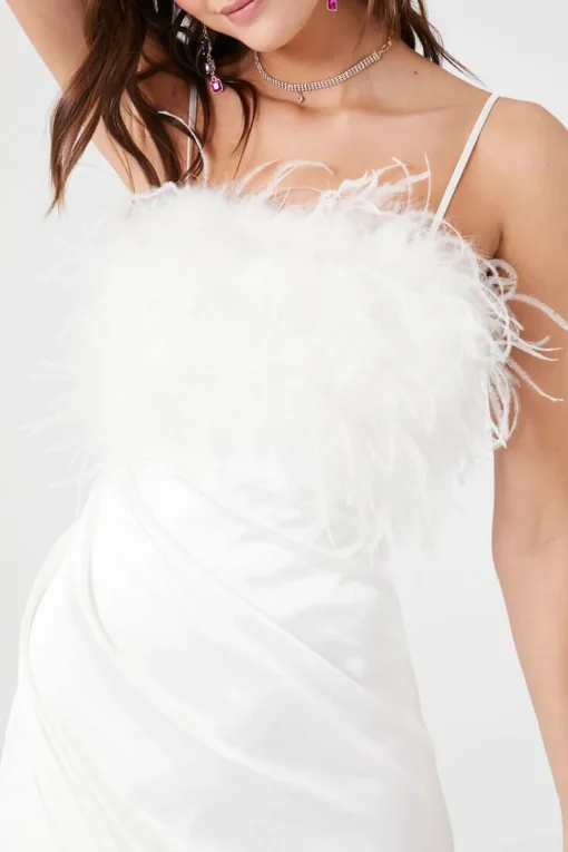 Faux Feather Cami Maxi Dress