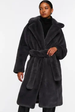 Faux Fur Belted Coat