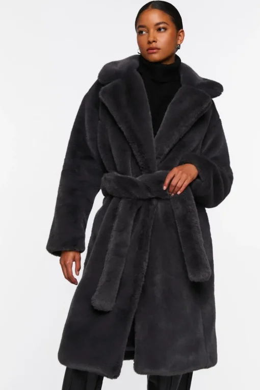 Faux Fur Belted Coat