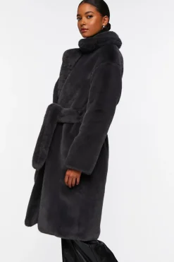 Faux Fur Belted Coat