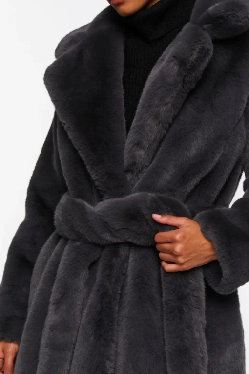 Faux Fur Belted Coat