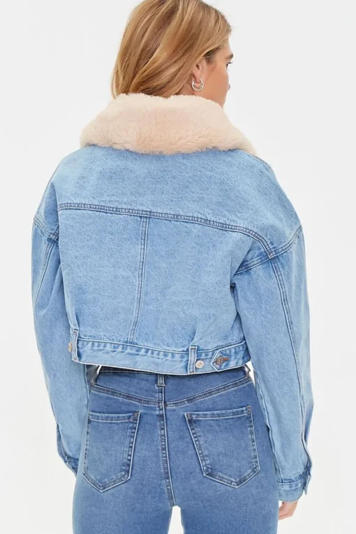 Faux Fur Collar Denim Jacket