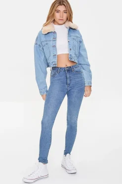 Faux Fur Collar Denim Jacket