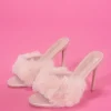 Faux Fur Open-Toe Stiletto Heels