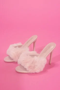 Faux Fur Open-Toe Stiletto Heels