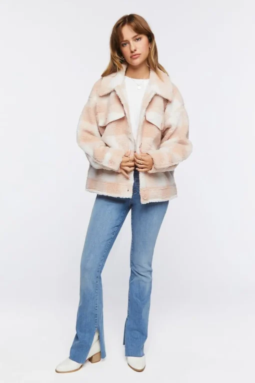 Faux Fur Plaid Jacket