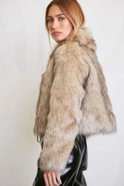 Faux Fur Zip-Up Jacket