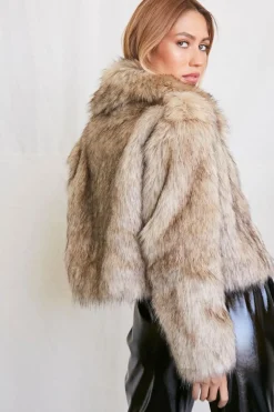 Faux Fur Zip-Up Jacket