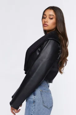 Faux Fur-Collar Moto Jacket