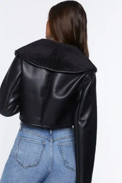 Faux Fur-Collar Moto Jacket