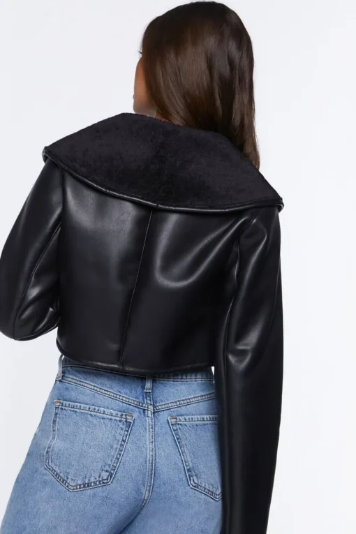 Faux Fur-Collar Moto Jacket