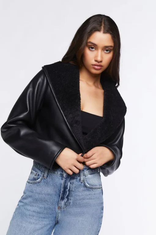 Faux Fur-Collar Moto Jacket