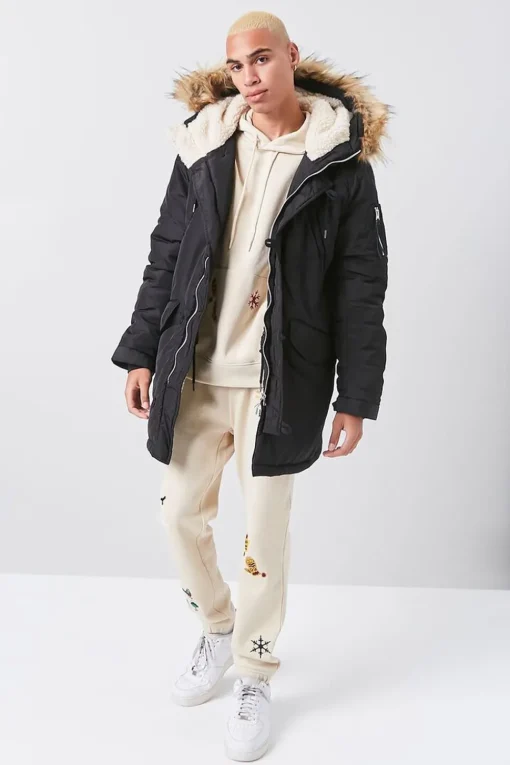 Faux Fur-Hood Utility Jacket