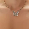 Faux Gem Butterfly Pendant Necklace