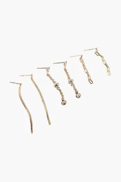 Faux Gem Chain Drop Earring Set