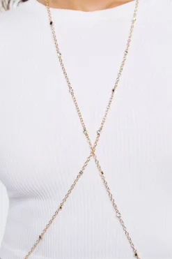 Faux Gem Crisscross Body Chain